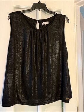 Calvin Klein Black Shimmery Keyhole Sleeveless Camisole
